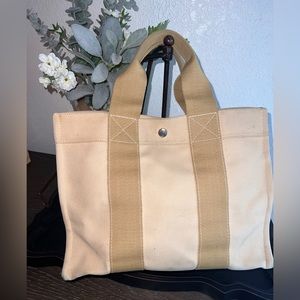 #2 HERMES Bora Bora PM Tote Bag Canvas Beige